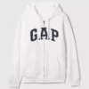 Hoodie med dragkedja och Vintagesoft Arch Logo för vuxna