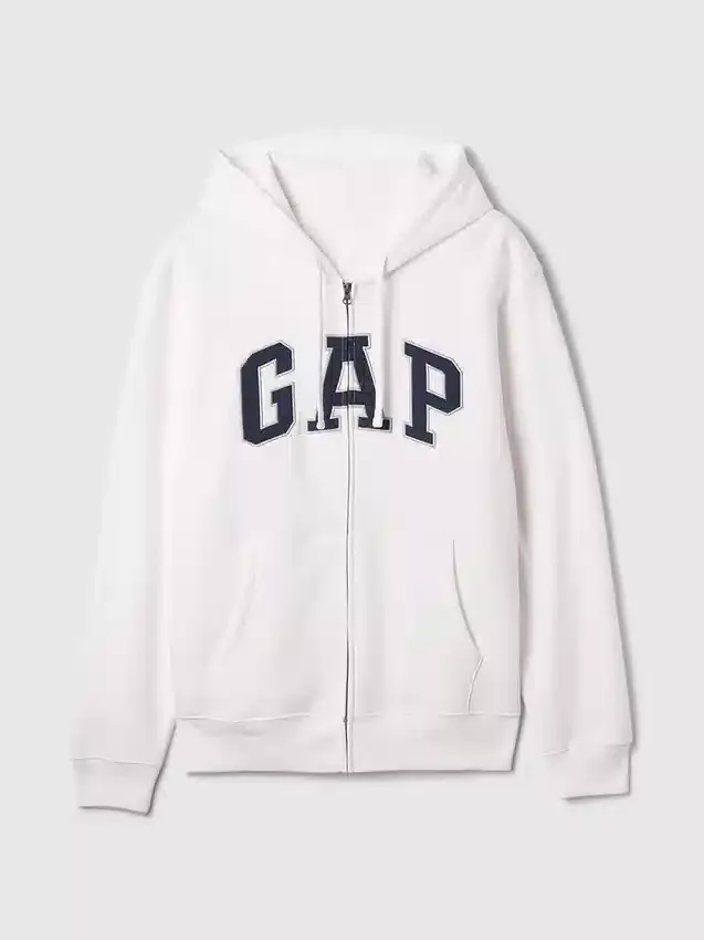 Hoodie med dragkedja och Vintagesoft Arch Logo för vuxna