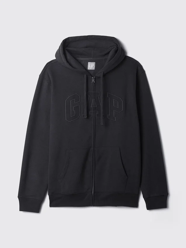 Hoodie med dragkedja och Vintagesoft Arch Logo för vuxna