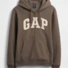Hoodie med dragkedja och Vintagesoft Arch Logo för vuxna