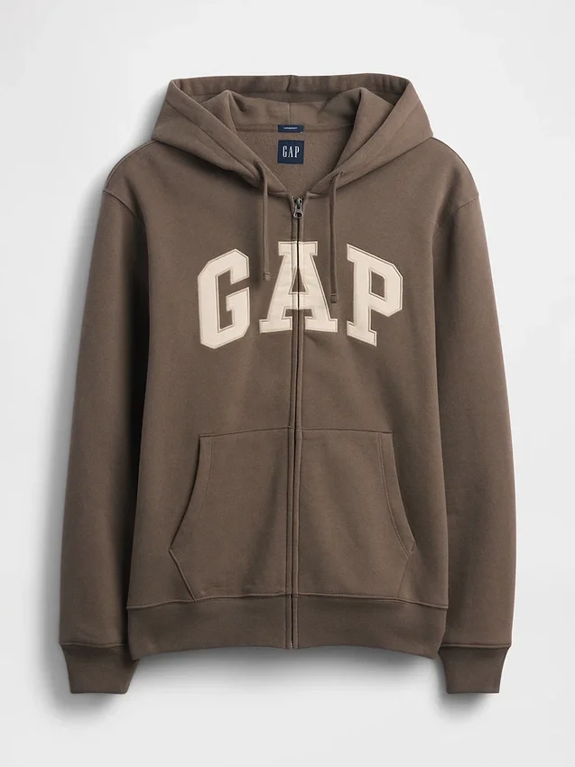 Hoodie med dragkedja och Vintagesoft Arch Logo för vuxna