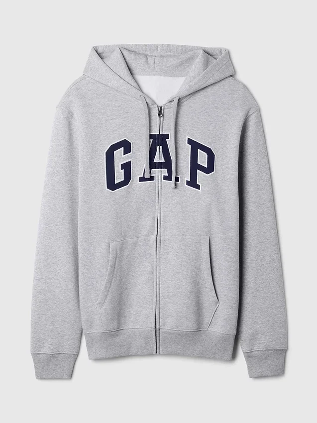 Hoodie med dragkedja och Vintagesoft Arch Logo för vuxna