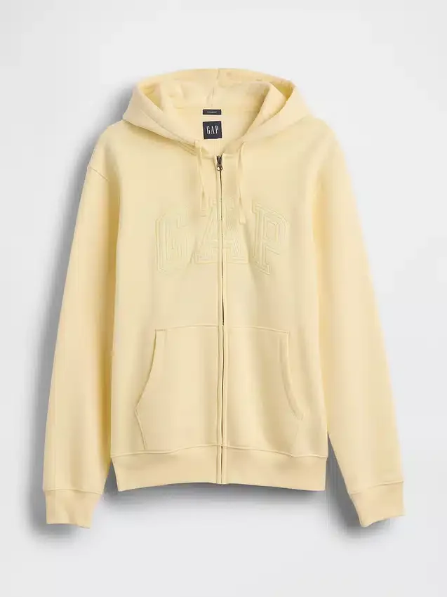 Hoodie med dragkedja och Vintagesoft Arch Logo för vuxna