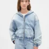 Huvtröja i stickad denim med dragkedja för barn
