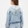 Huvtröja i stickad denim med dragkedja för barn