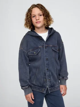 Icon-tröja med huva för barn i denim