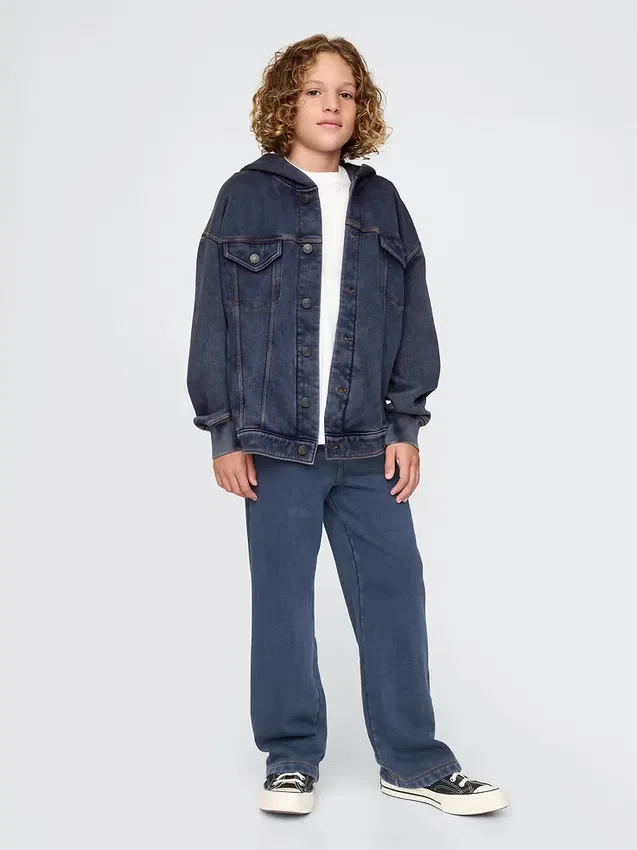 Icon-tröja med huva för barn i denim