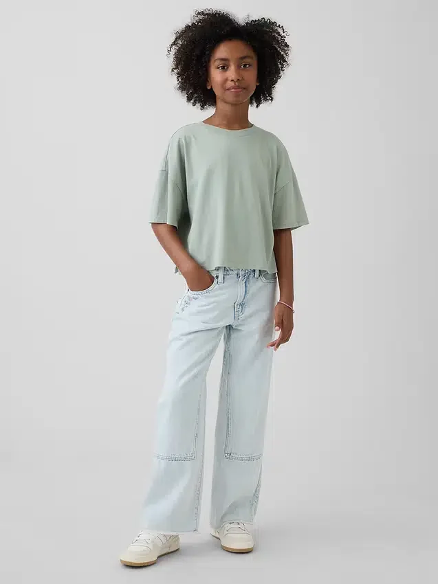 Jeans för barn med låg midja och vid ben