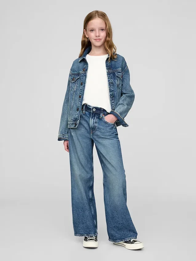 Jeans för barn med låg midja och vid ben
