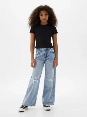 Jeans för barn med låg midja och vid ben