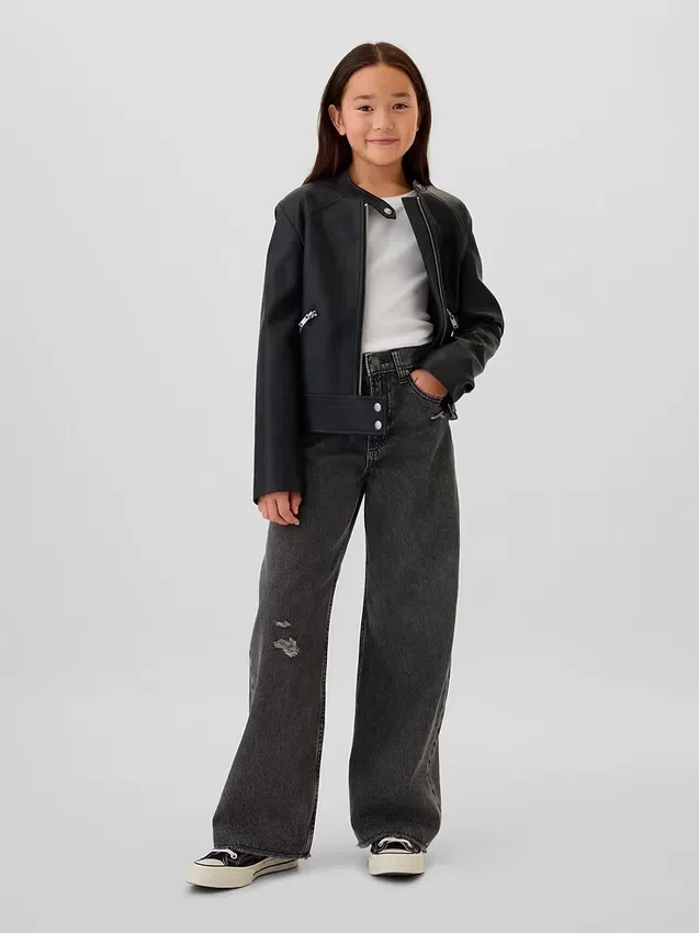 Jeans för barn med låg midja och vid ben