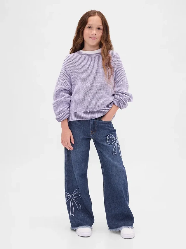 Jeans för barn med låg midja och vid ben