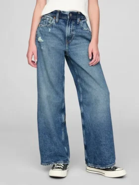 Jeans för barn med låg midja och vid ben