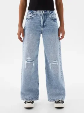 Jeans för barn med låg midja och vid ben