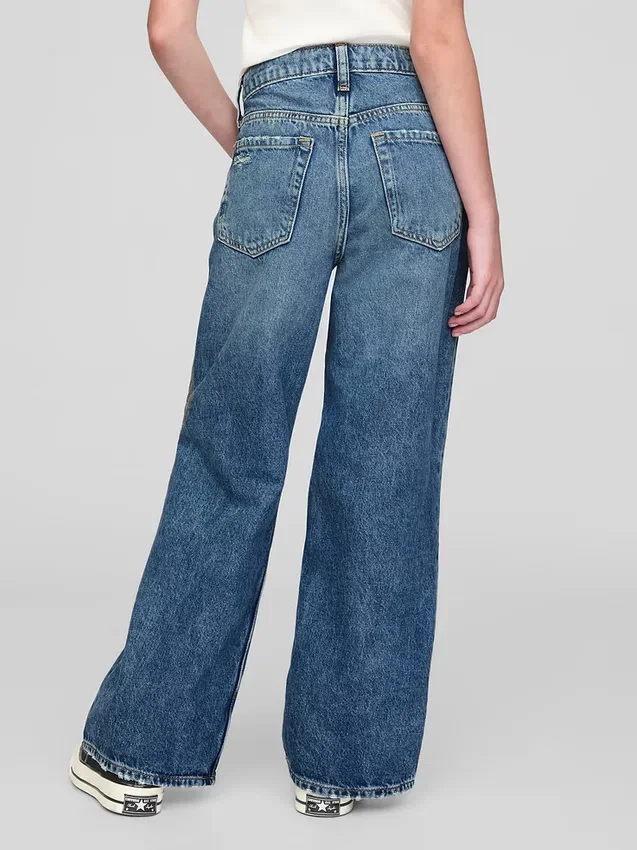 Jeans för barn med låg midja och vid ben