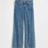 Jeans för barn med låg midja, sömmar och avslappnad flare-passform