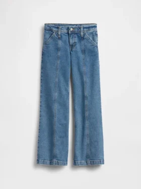 Jeans för barn med låg midja, sömmar och avslappnad flare-passform