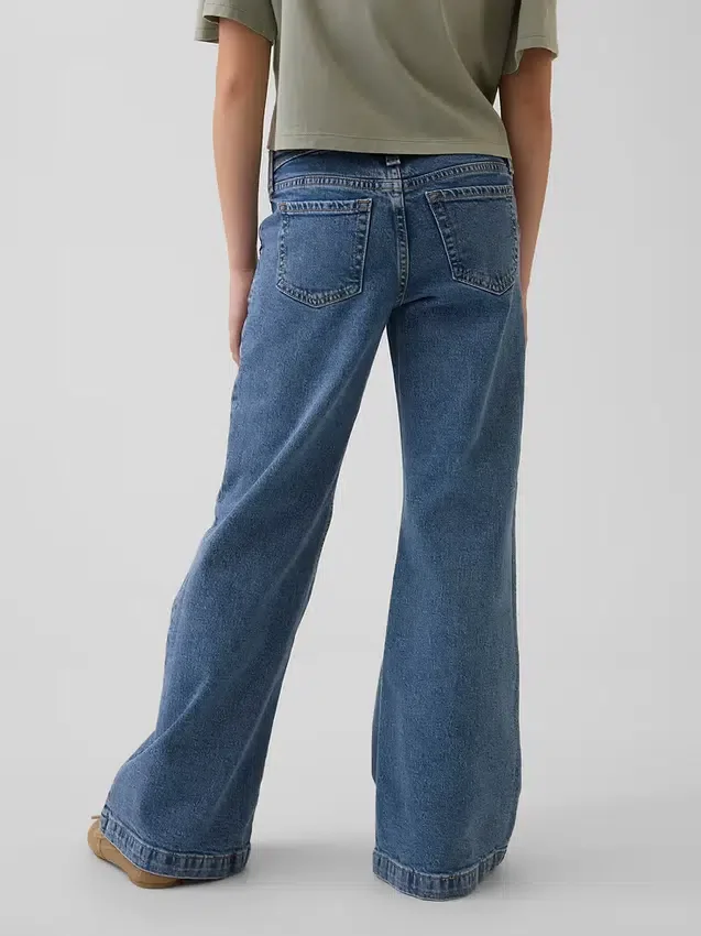 Jeans för barn med låg midja, sömmar och avslappnad flare-passform