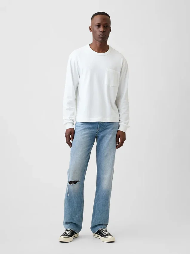 Jeans med avslappnad rak passform