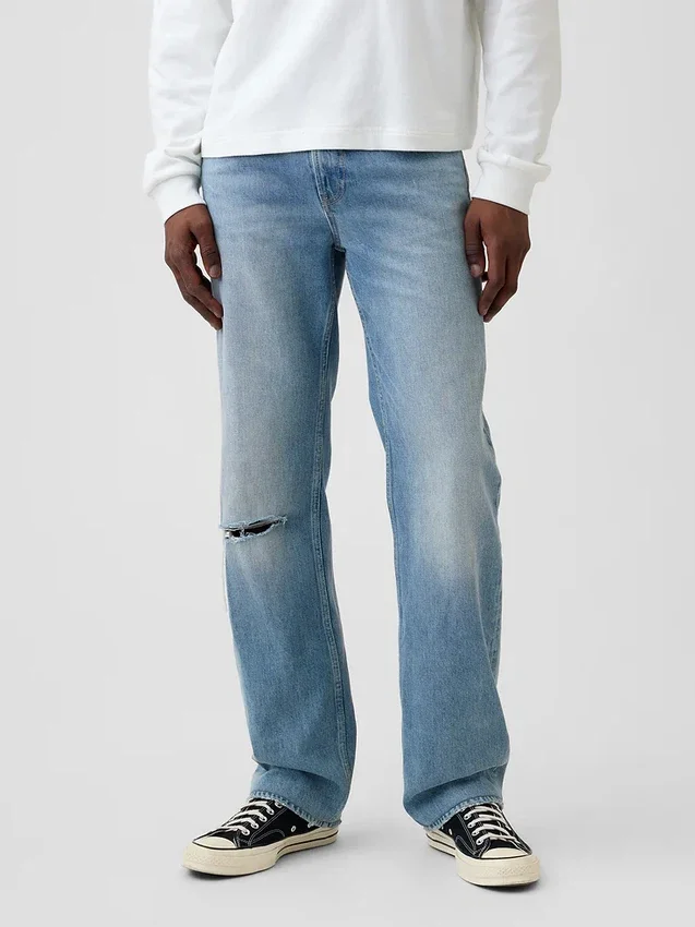 Jeans med avslappnad rak passform