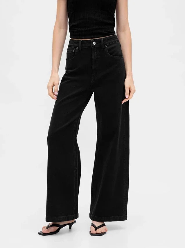Jeans med extra hög midja och vida ben