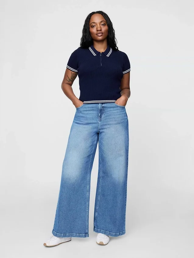 Jeans med extra hög midja och vida ben