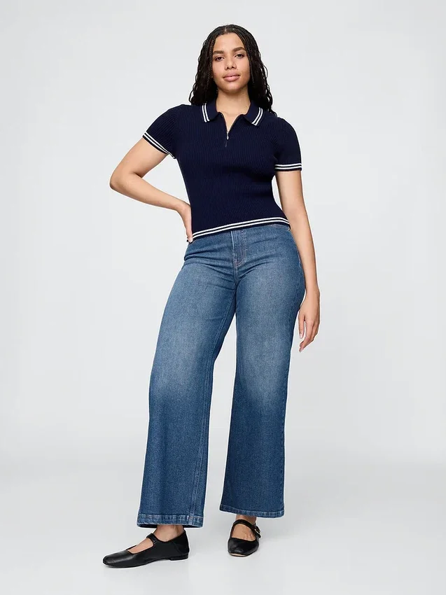 Jeans med extra hög midja och vida ben