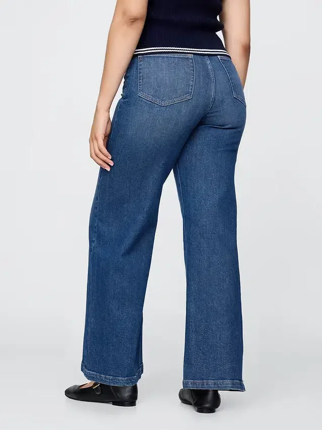Jeans med extra hög midja och vida ben