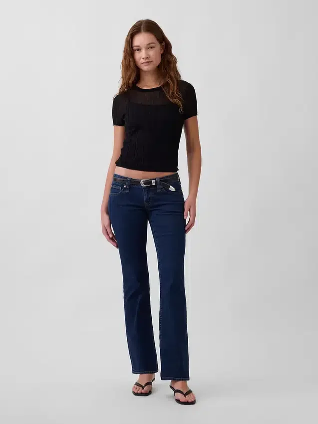 Jeans med extra låg midja, långa och smala