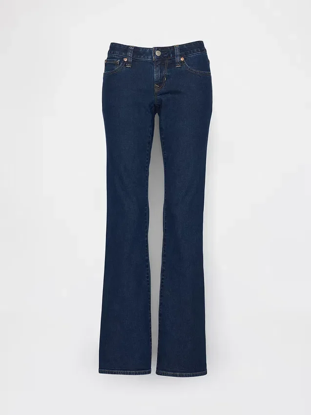 Jeans med extra låg midja, långa och smala