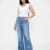Jeans med hög midja och avslappnad utsvängd passform