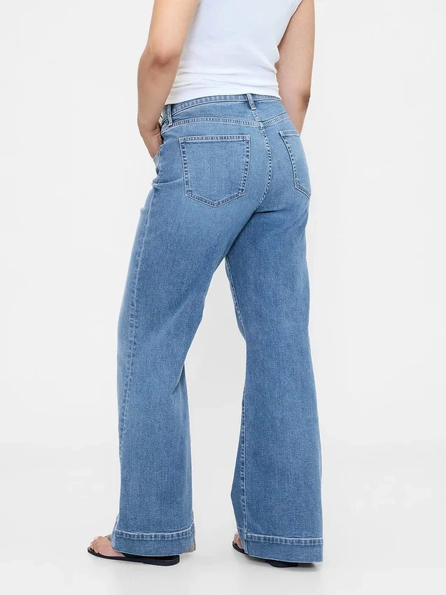 Jeans med hög midja och avslappnad utsvängd passform