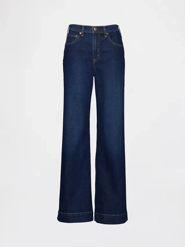 Jeans med hög midja och avslappnad utsvängd passform