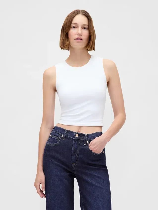 Jeans med hög midja och avslappnad utsvängd passform