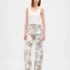 Jeans med hög midja och blommönster