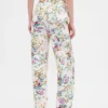 Jeans med hög midja och blommönster