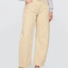Jeans med hög midja och khakifärgade ränder