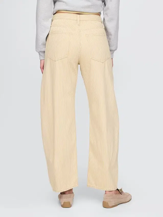 Jeans med hög midja och khakifärgade ränder
