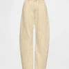 Jeans med hög midja och khakifärgade ränder
