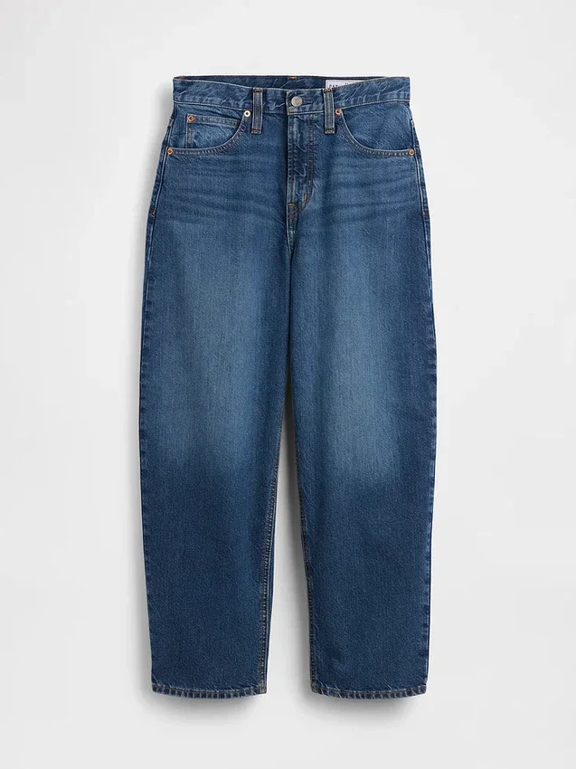 Jeans med hög midja och kort benlängd