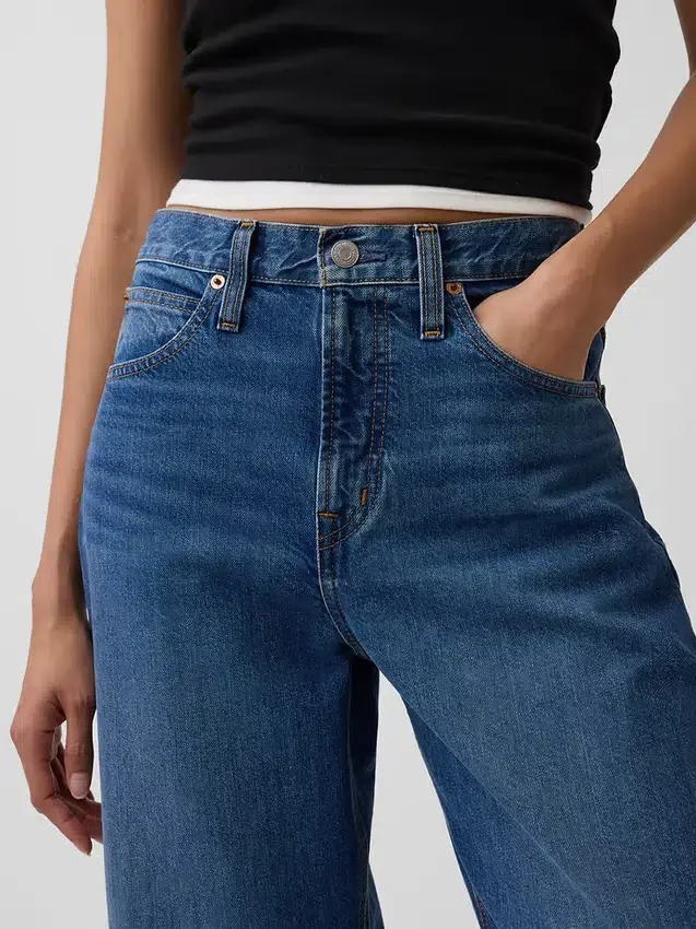 Jeans med hög midja och kort benlängd