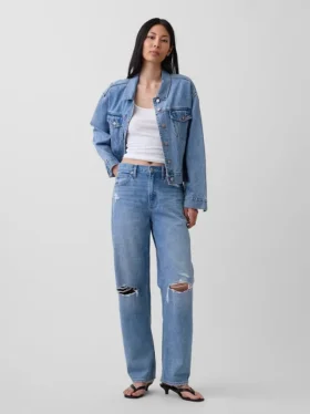 Jeans med hög midja och rak passform