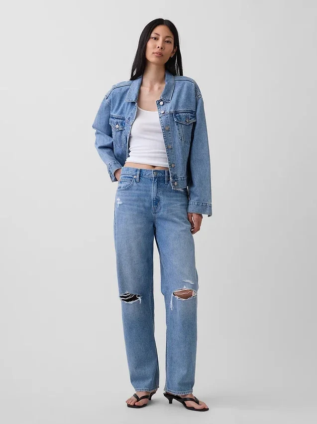 Jeans med hög midja och rak passform
