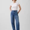 Jeans med hög midja och rak passform