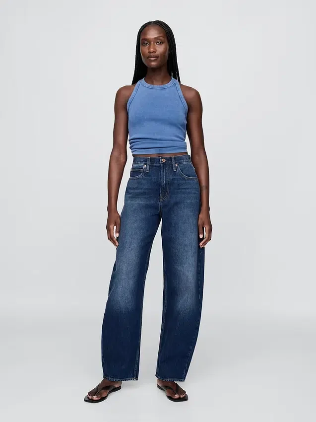 Jeans med hög midja och rak passform