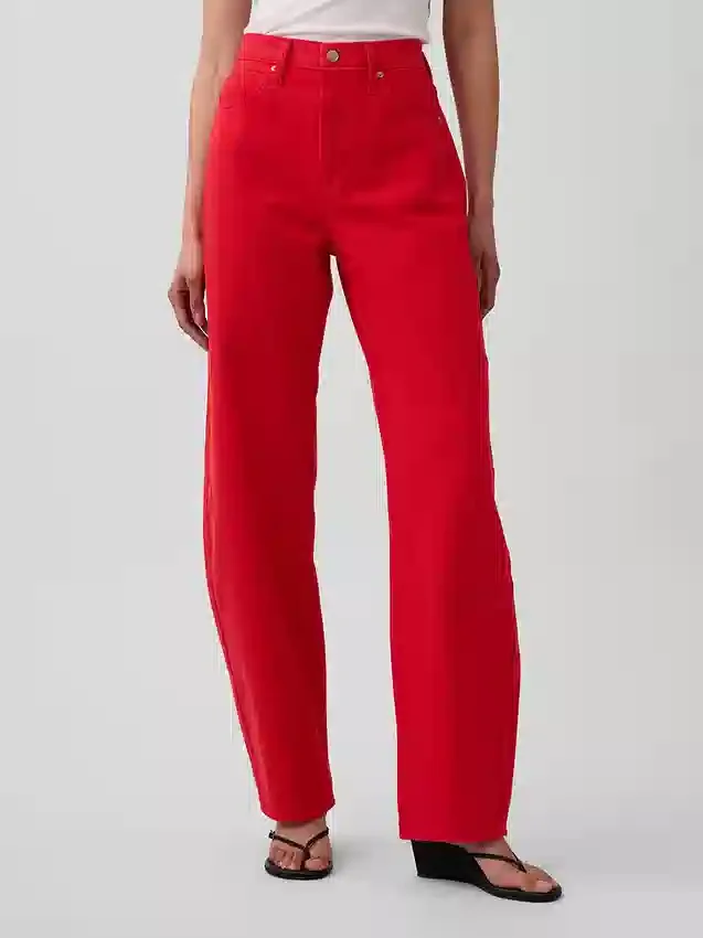 Jeans med hög midja och rak passform