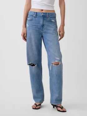 Jeans med hög midja och rak passform
