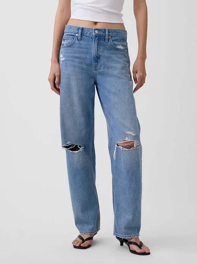 Jeans med hög midja och rak passform