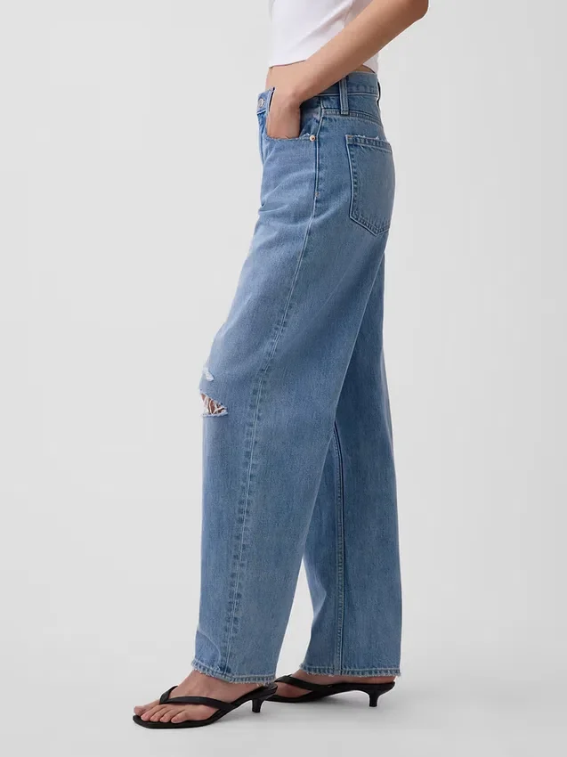 Jeans med hög midja och rak passform