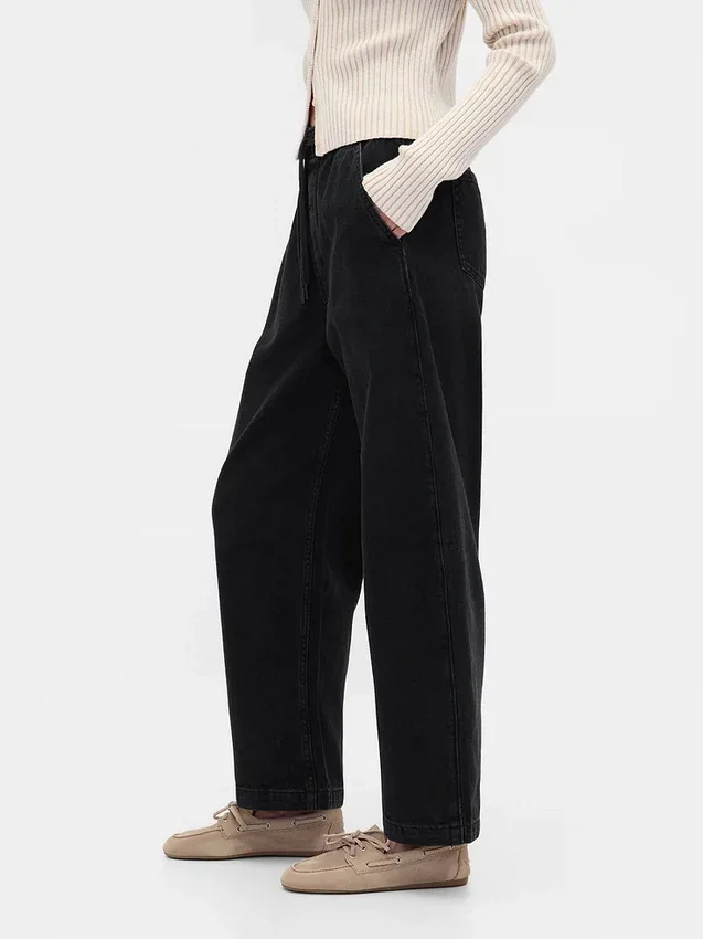 Jeans med hög midja och rak passform